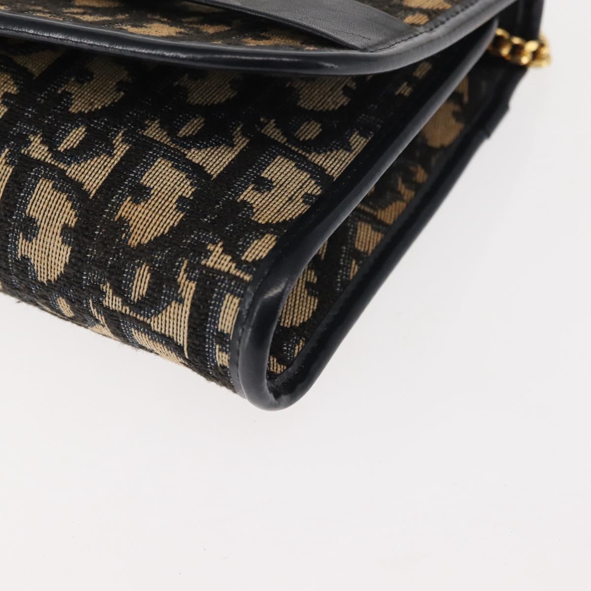 Christian Dior Trotter Canvas Chain Shoulder Bag Navy Auth 147156