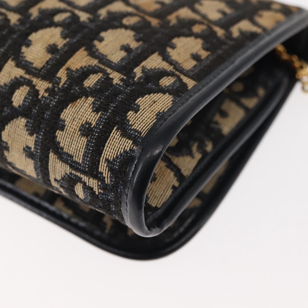Christian Dior Trotter Canvas Chain Shoulder Bag Navy Auth 147156