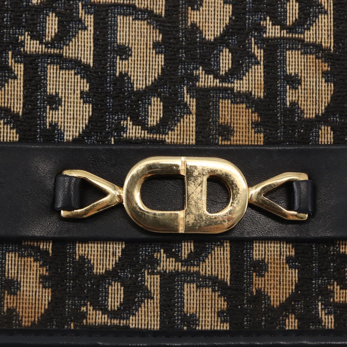 Christian Dior Trotter Canvas Chain Shoulder Bag Navy Auth 147156