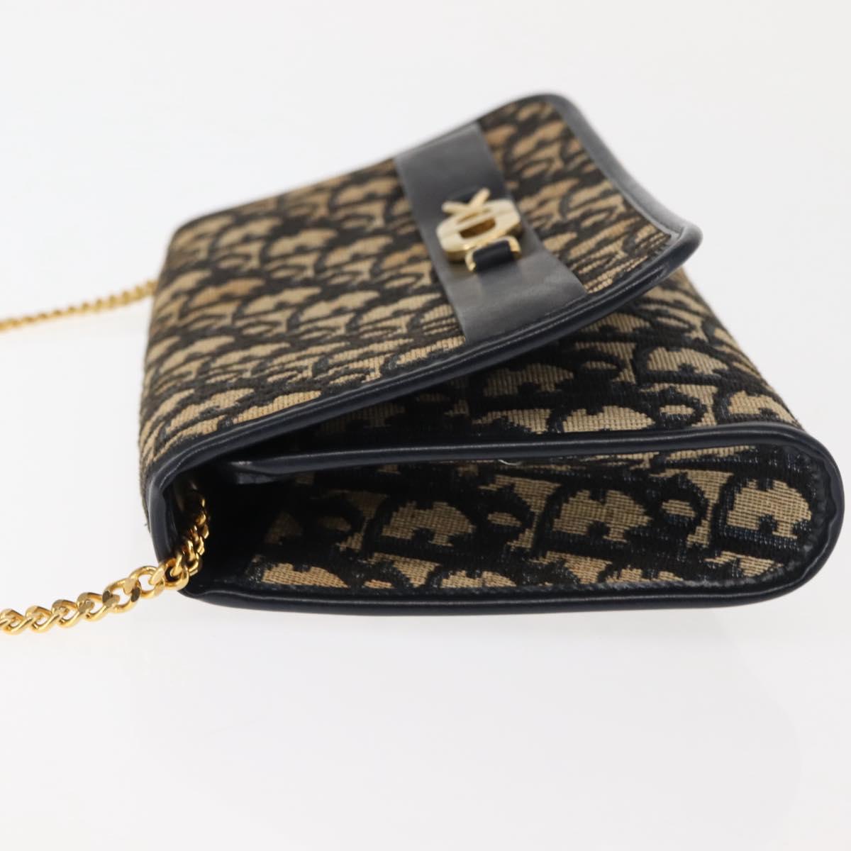 Christian Dior Trotter Canvas Chain Shoulder Bag Navy Auth 147156