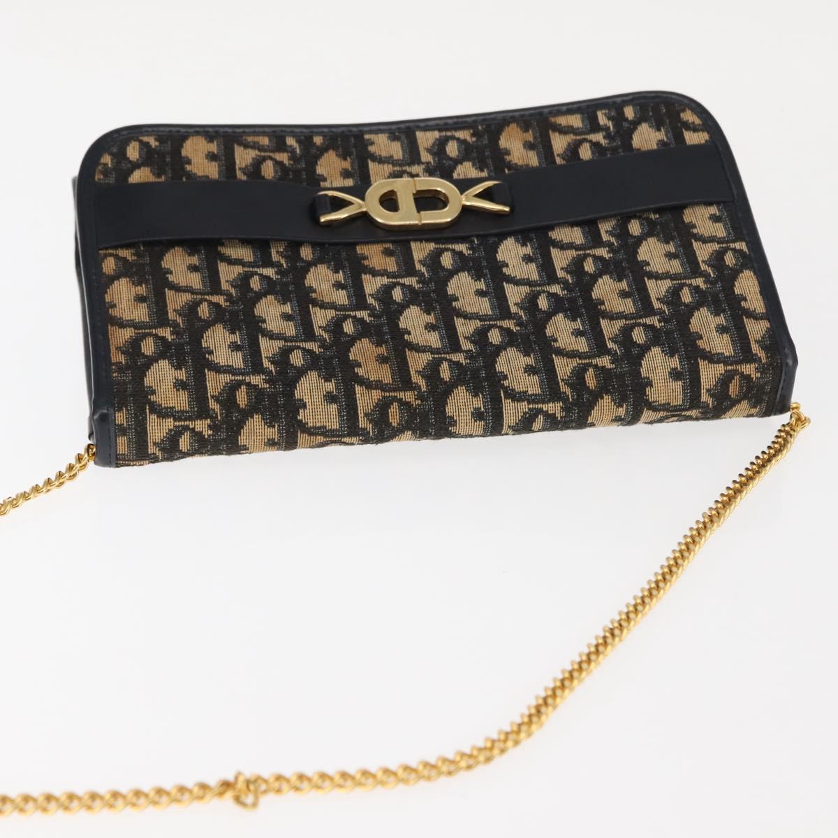 Christian Dior Trotter Canvas Chain Shoulder Bag Navy Auth 147156