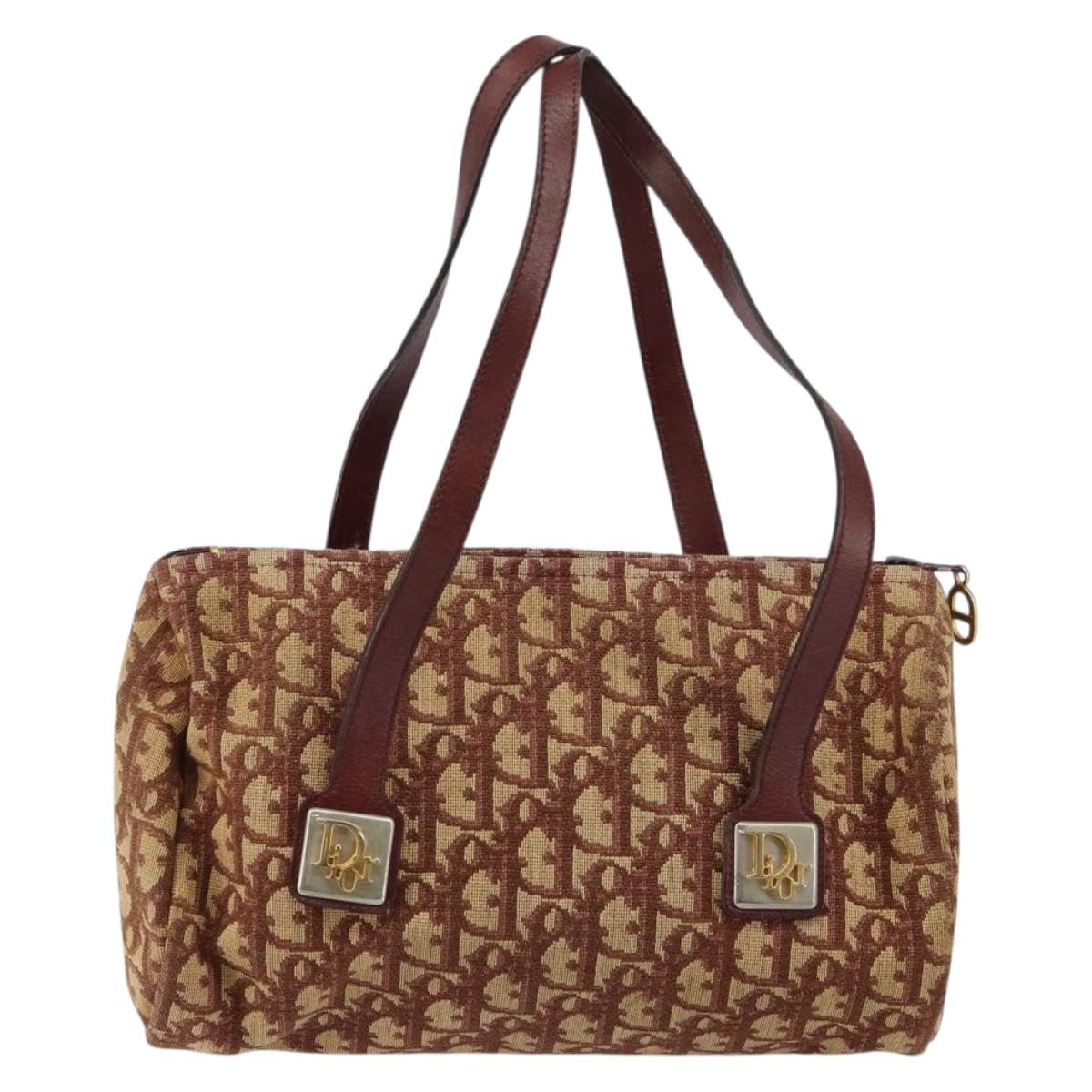 Christian Dior Trotter Canvas Hand Bag Red Auth 147157