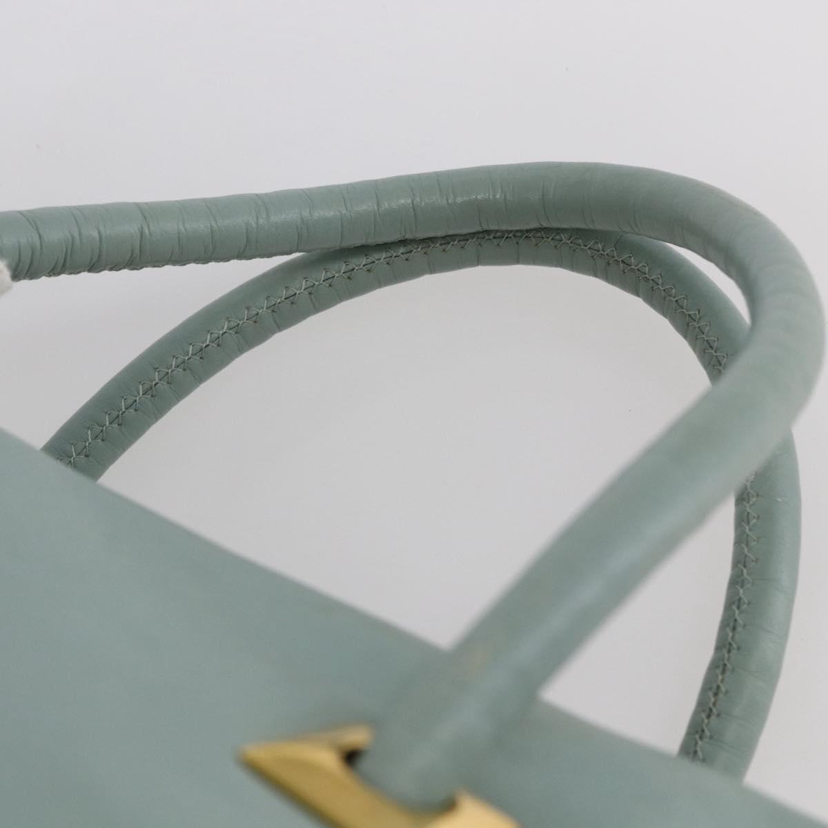 CELINE Hand Bag Leather Green Gold Auth 147159