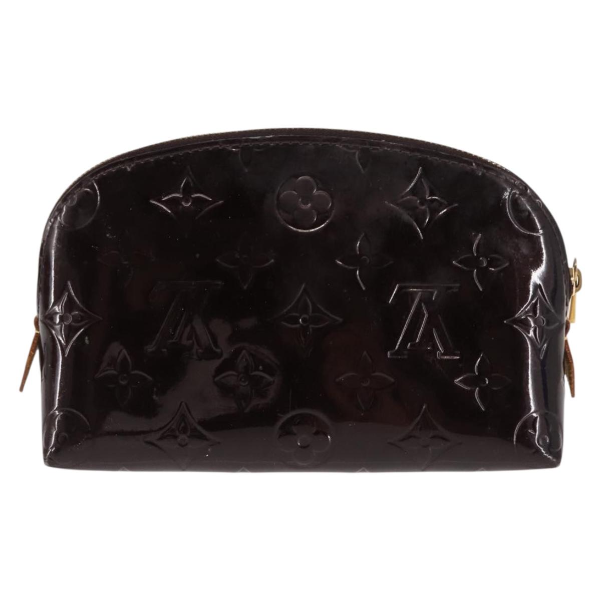 LOUIS VUITTON Monogram Vernis Pochette PM Pouch Amarante M91495 LV Auth 147190