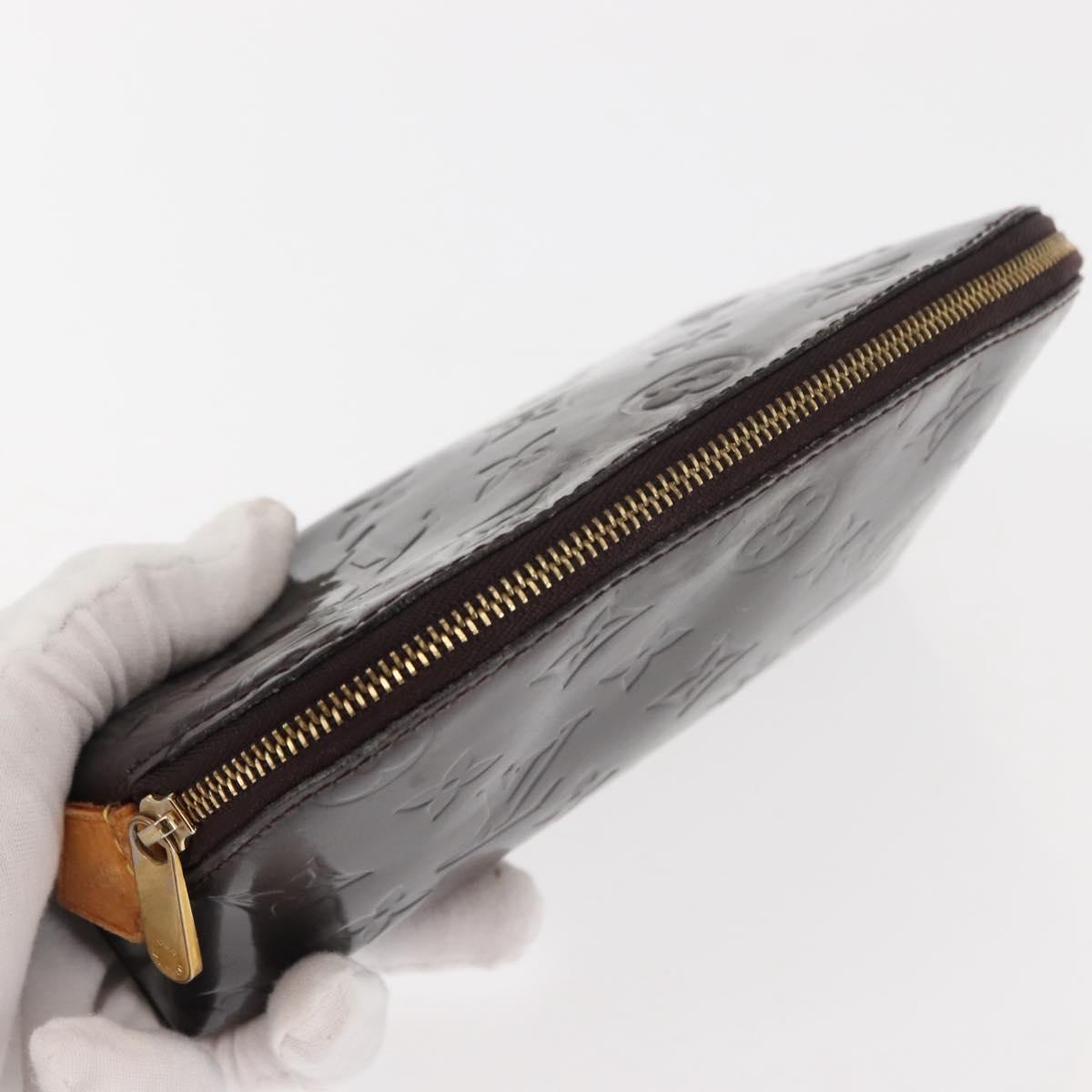 LOUIS VUITTON Monogram Vernis Pochette PM Pouch Amarante M91495 LV Auth 147190