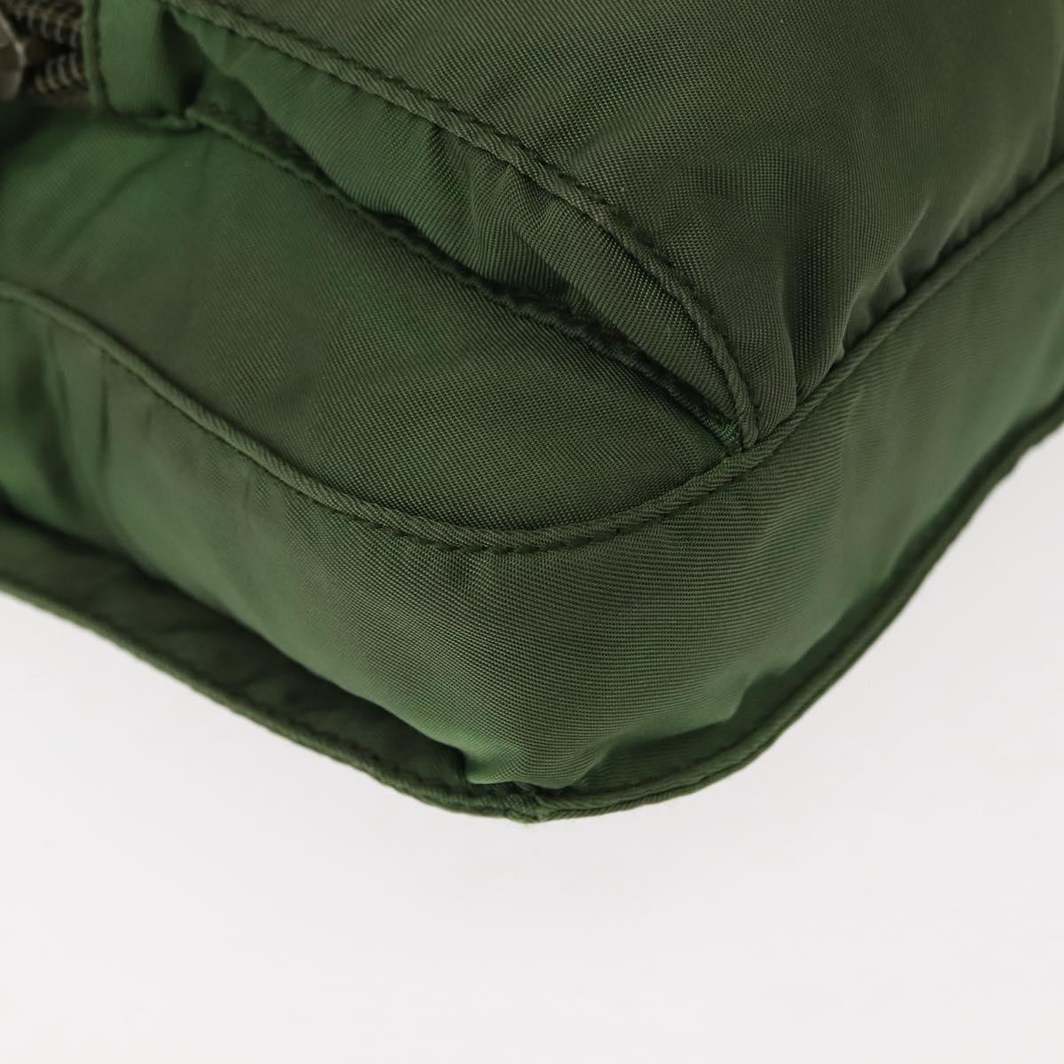PRADA Shoulder Bag Nylon Green Silver Auth 147192