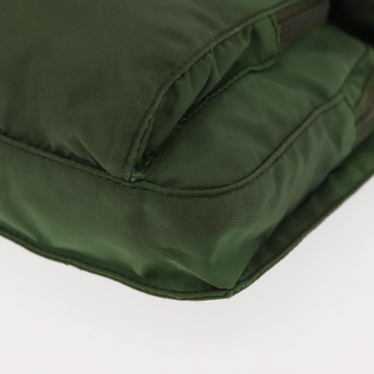 PRADA Shoulder Bag Nylon Green Silver Auth 147192