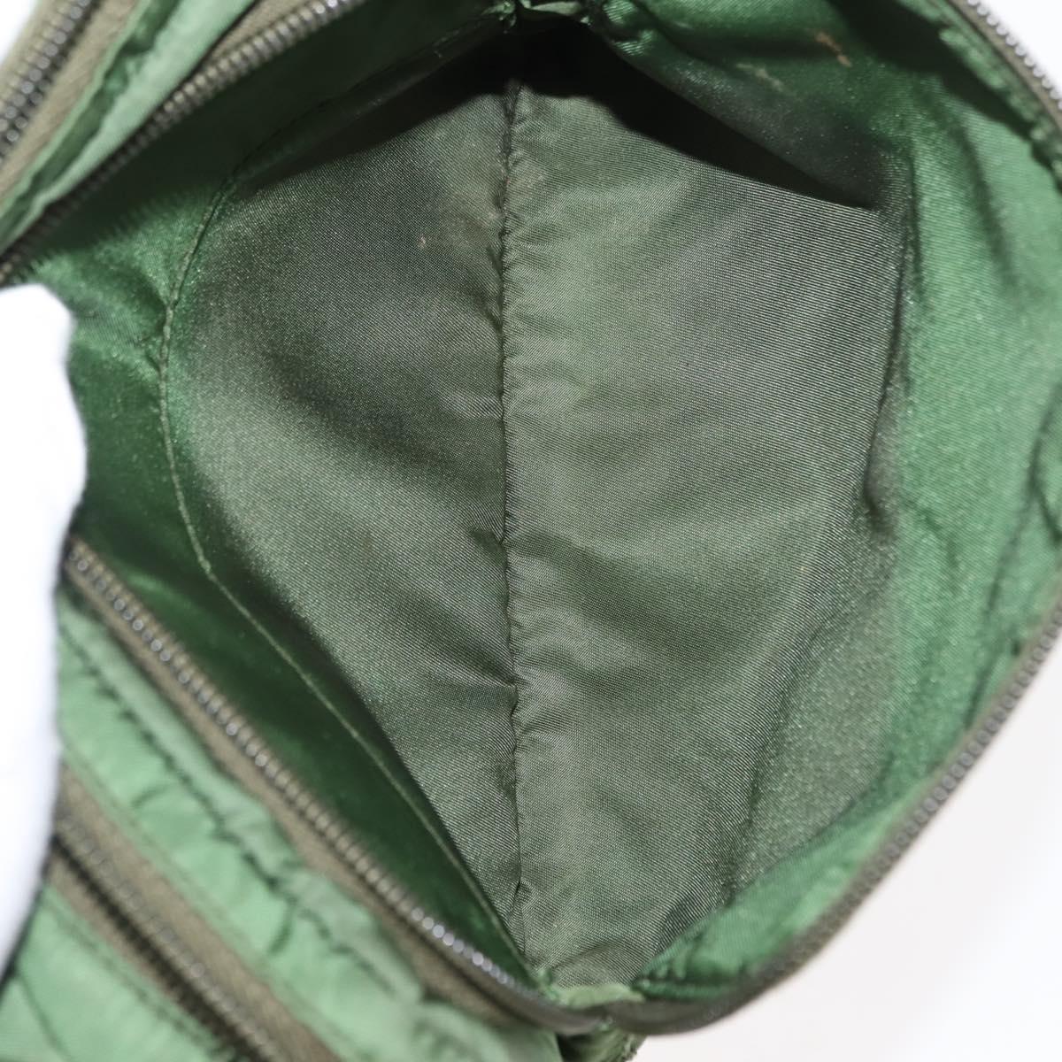 PRADA Shoulder Bag Nylon Green Silver Auth 147192