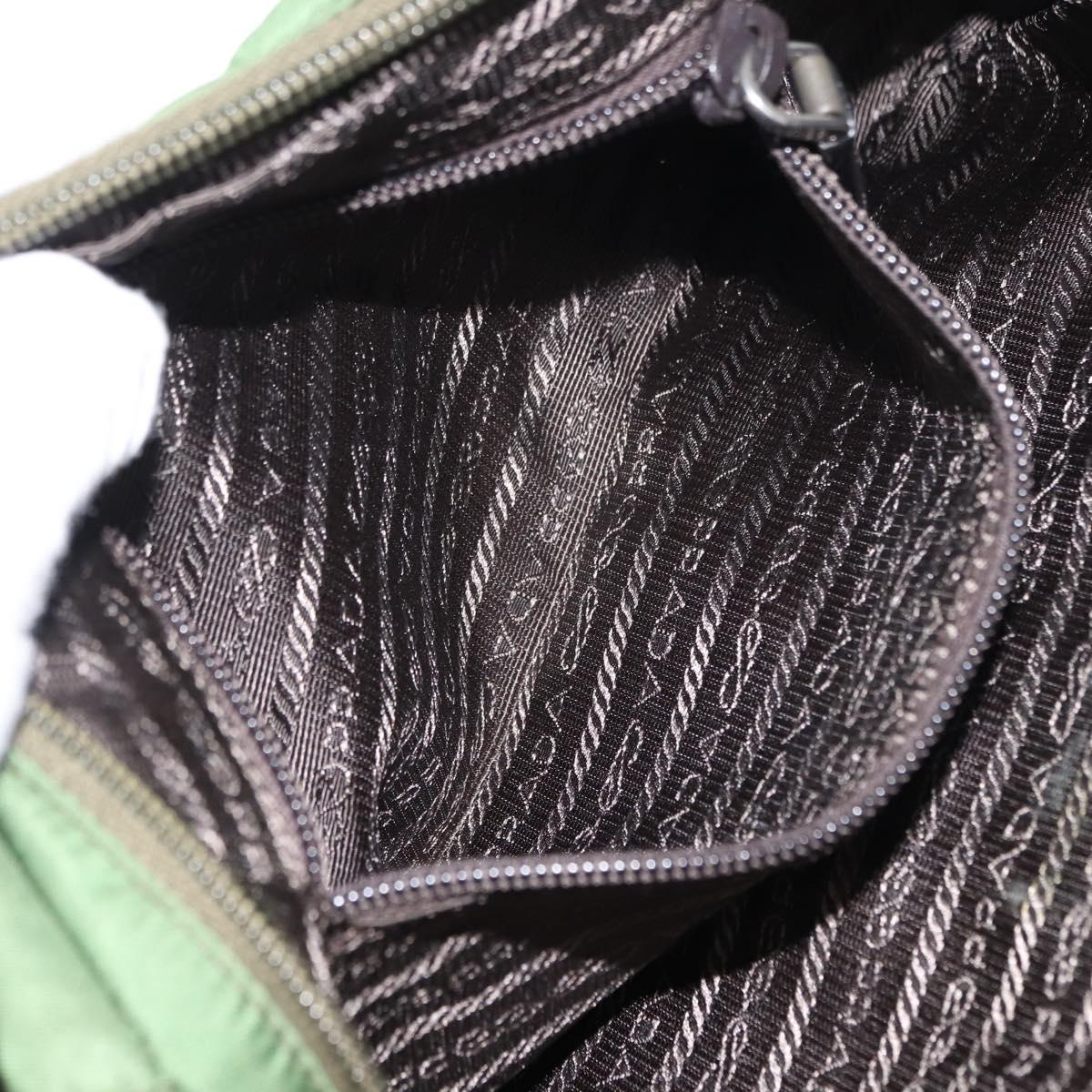PRADA Shoulder Bag Nylon Green Silver Auth 147192