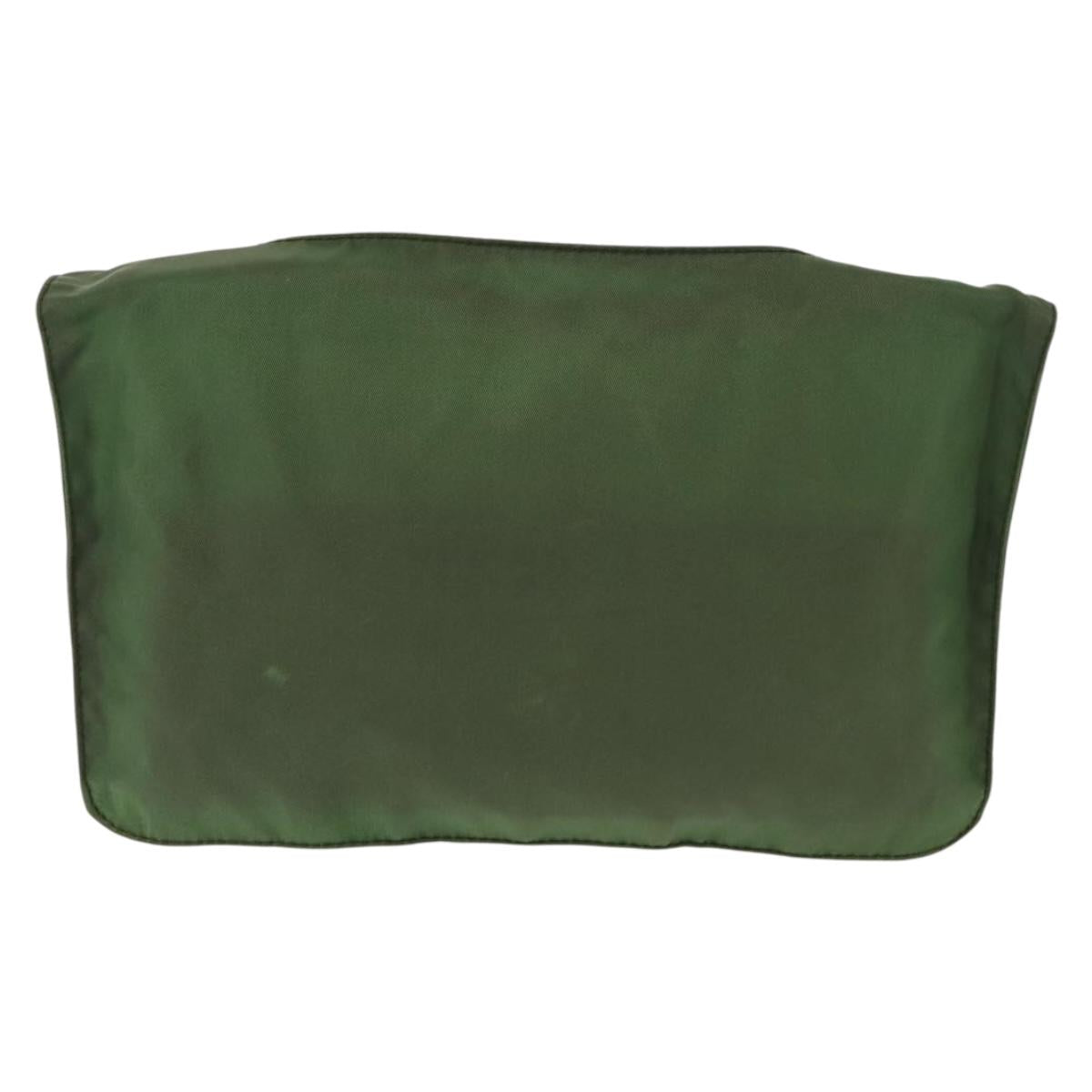 PRADA Shoulder Bag Nylon Green Silver Auth 147192