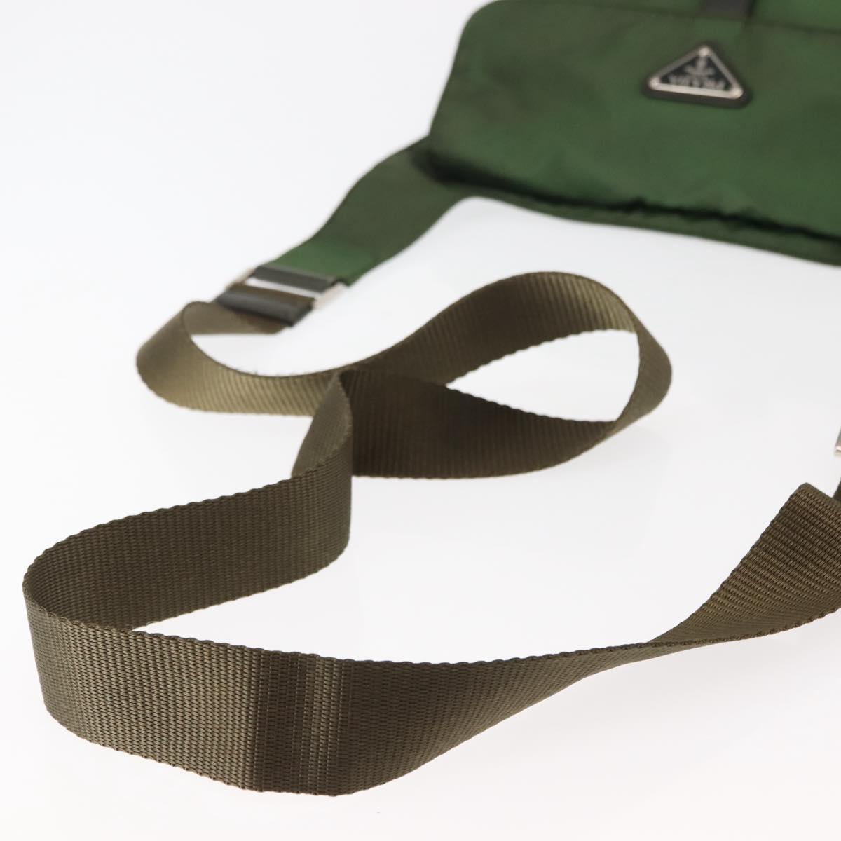 PRADA Shoulder Bag Nylon Green Silver Auth 147192