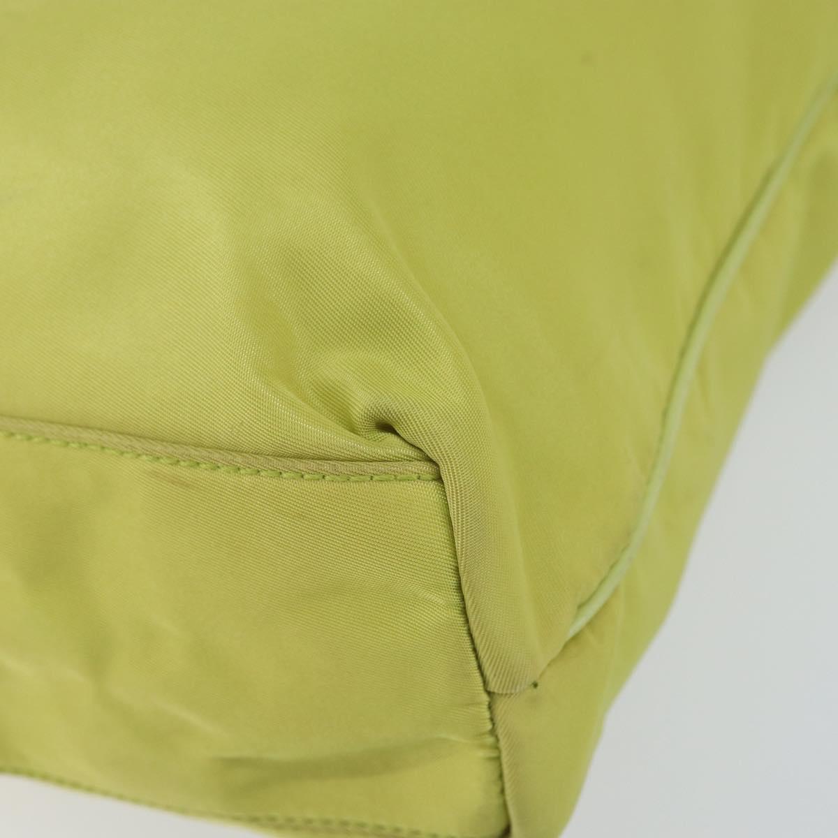 PRADA Tote Bag Nylon Silver Light green Auth 147193