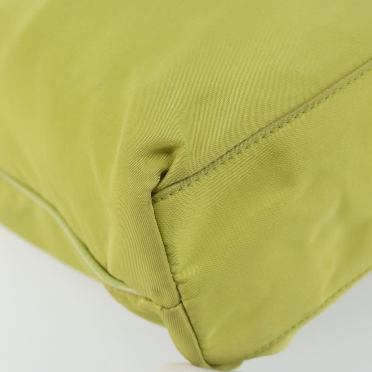 PRADA Tote Bag Nylon Silver Light green Auth 147193