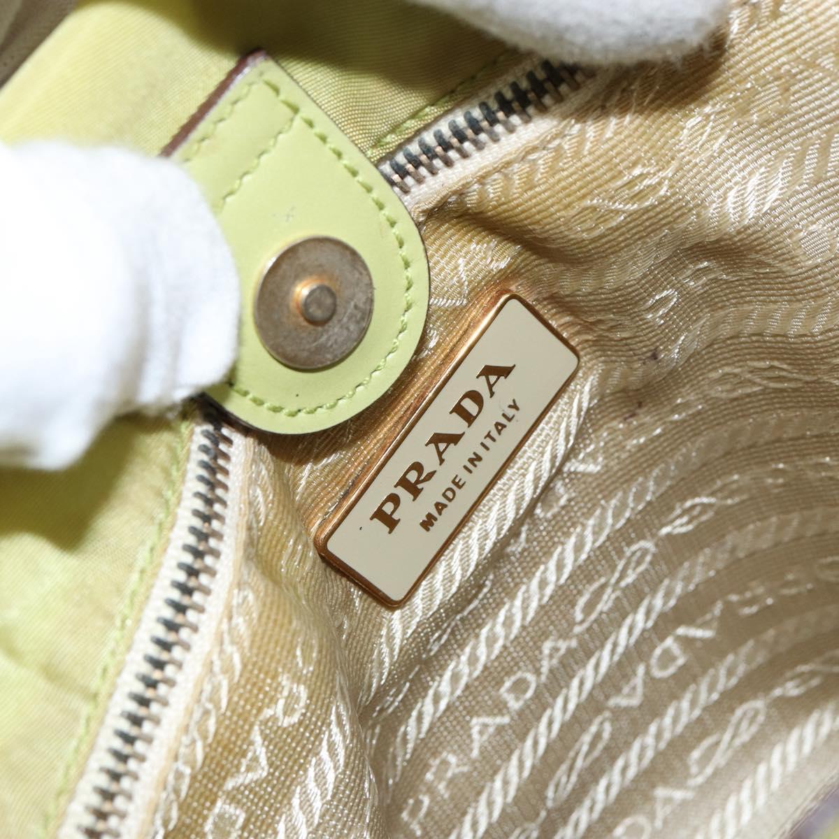 PRADA Tote Bag Nylon Silver Light green Auth 147193