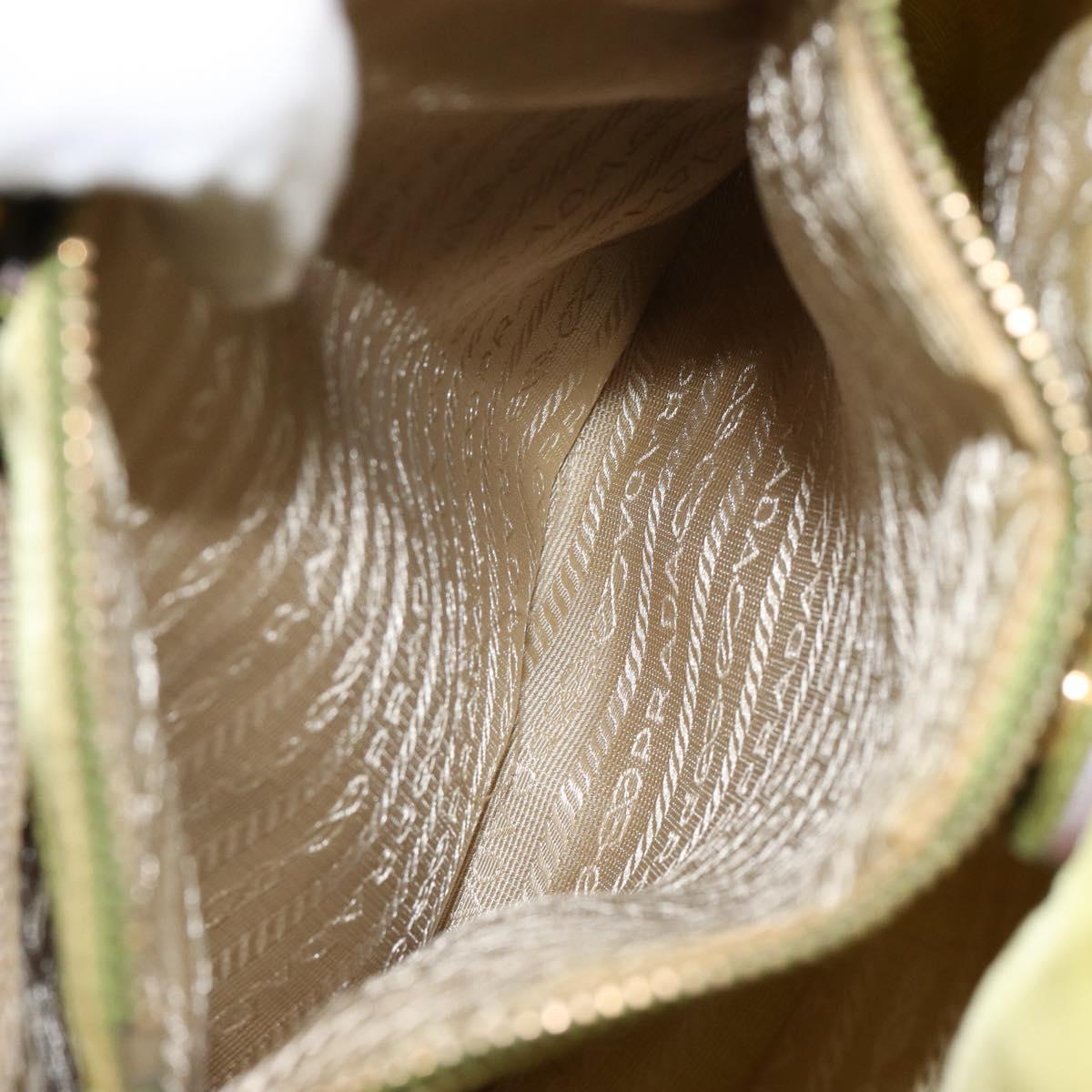 PRADA Tote Bag Nylon Silver Light green Auth 147193