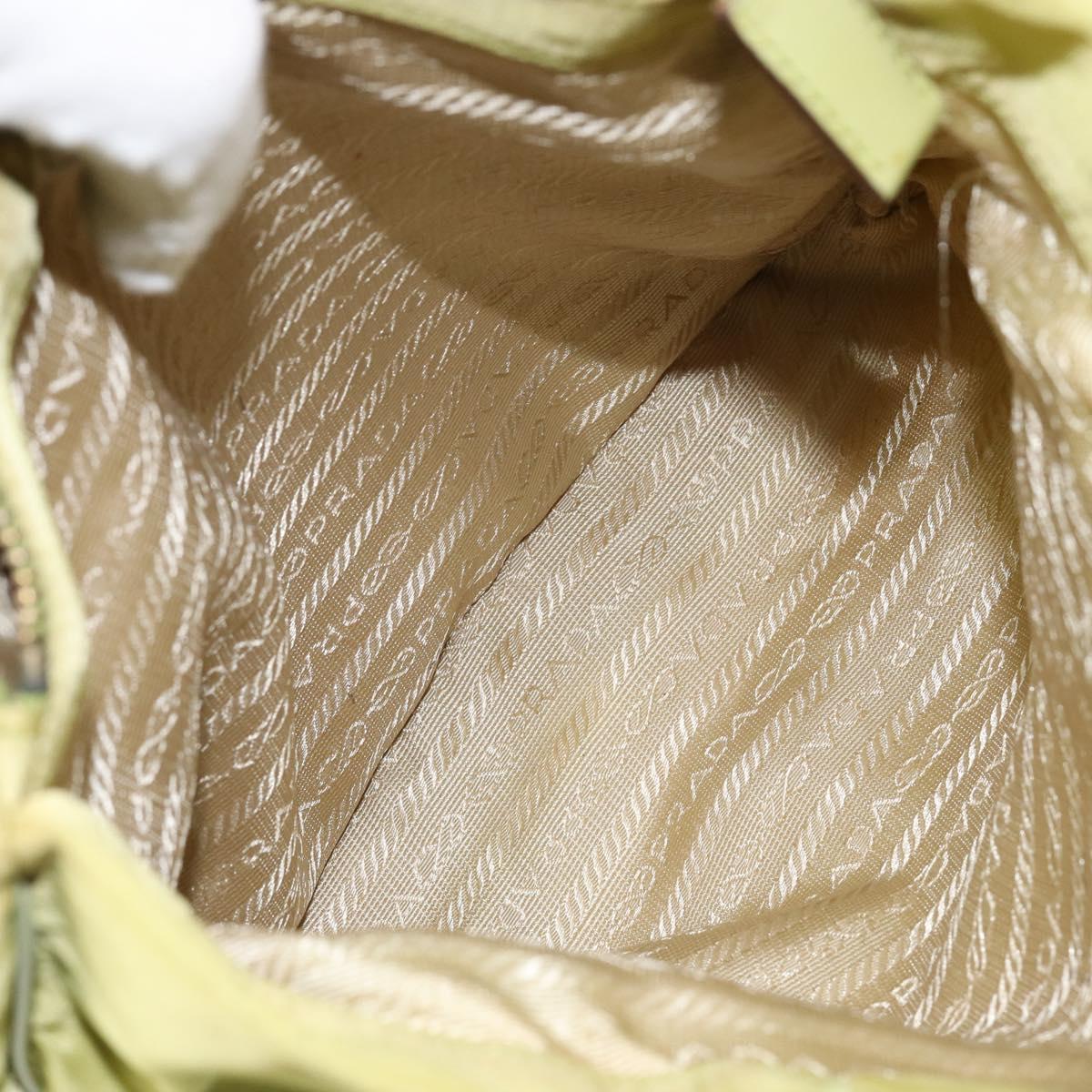 PRADA Tote Bag Nylon Silver Light green Auth 147193