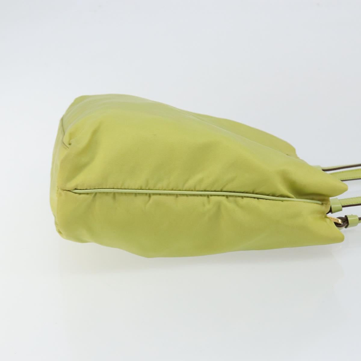 PRADA Tote Bag Nylon Silver Light green Auth 147193