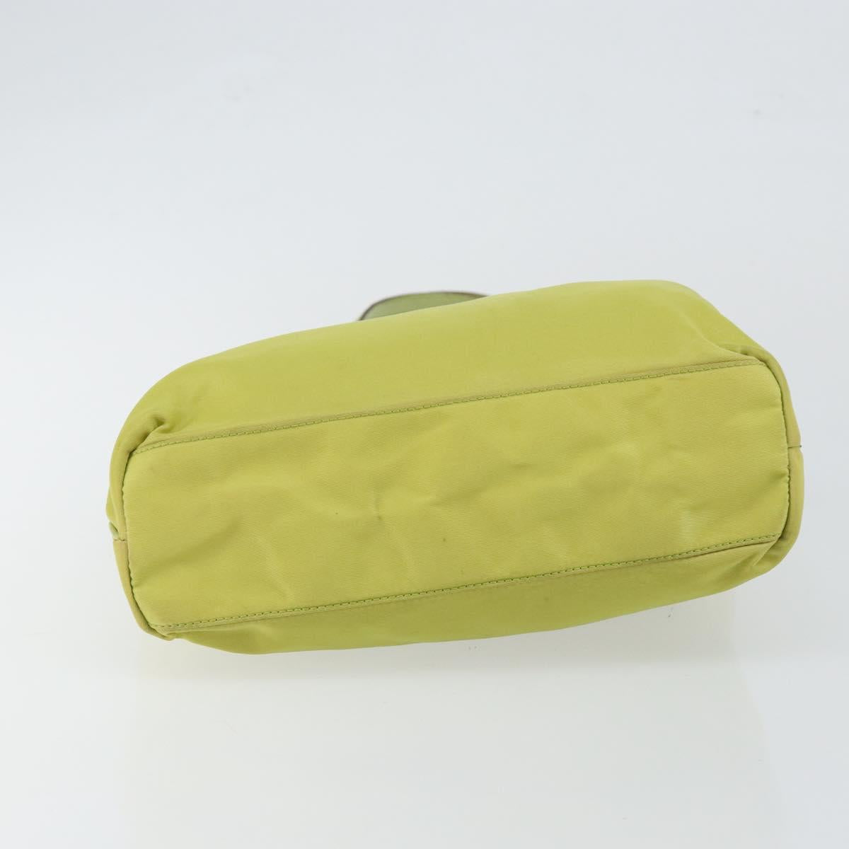 PRADA Tote Bag Nylon Silver Light green Auth 147193