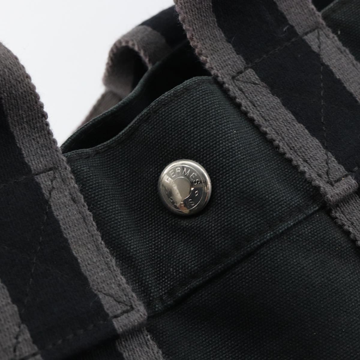 HERMES Fourre Tout PM Hand Bag Canvas Black Silver Auth 147194