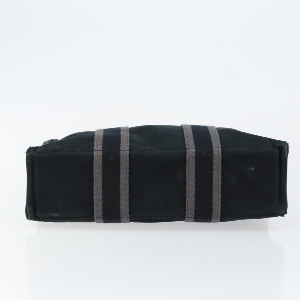 HERMES Fourre Tout PM Hand Bag Canvas Black Silver Auth 147194