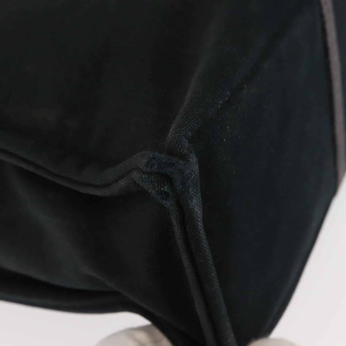 HERMES Fourre Tout MM Hand Bag Canvas Black Silver Auth 147195