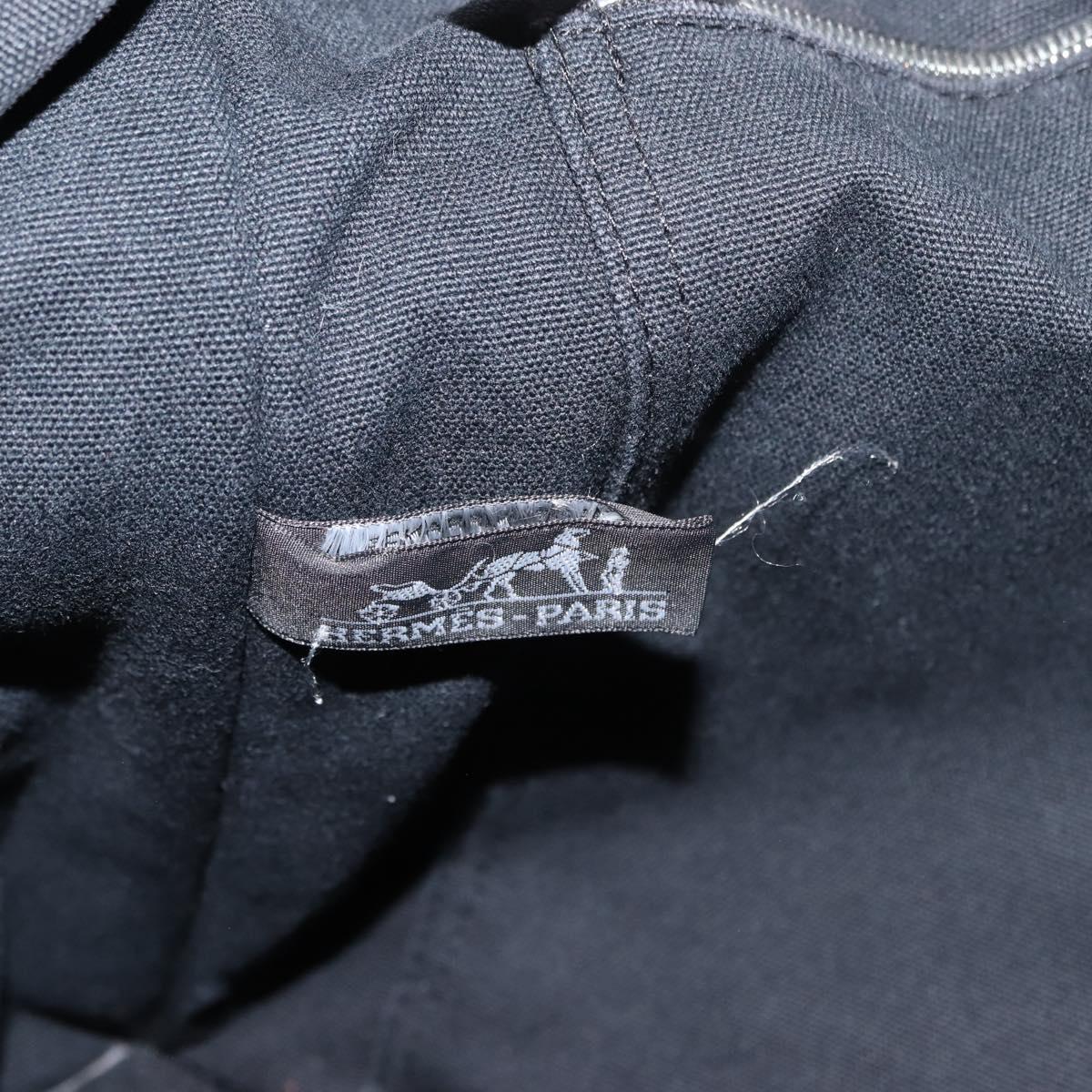 HERMES Fourre Tout MM Hand Bag Canvas Black Silver Auth 147195