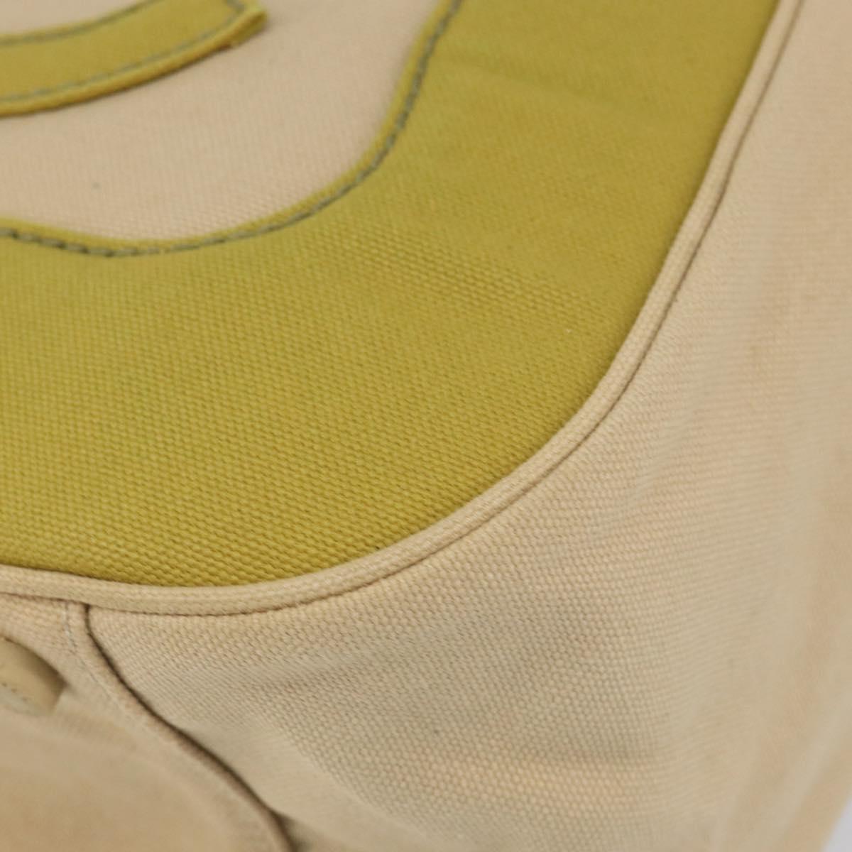 CHANEL Marshmallow COCO Mark Tote Bag Canvas Leather Beige Gold CC Auth 147196