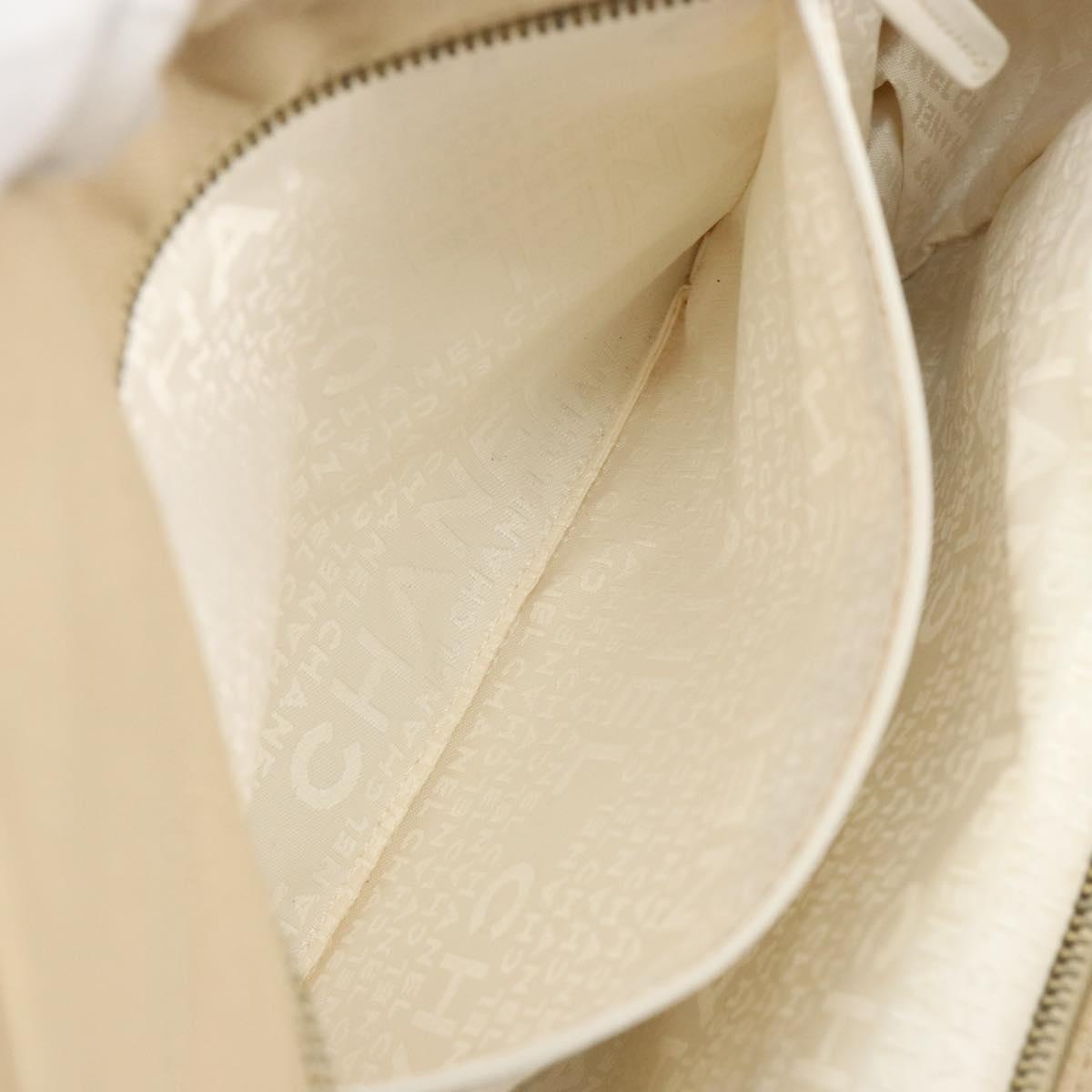 CHANEL Marshmallow COCO Mark Tote Bag Canvas Leather Beige Gold CC Auth 147196