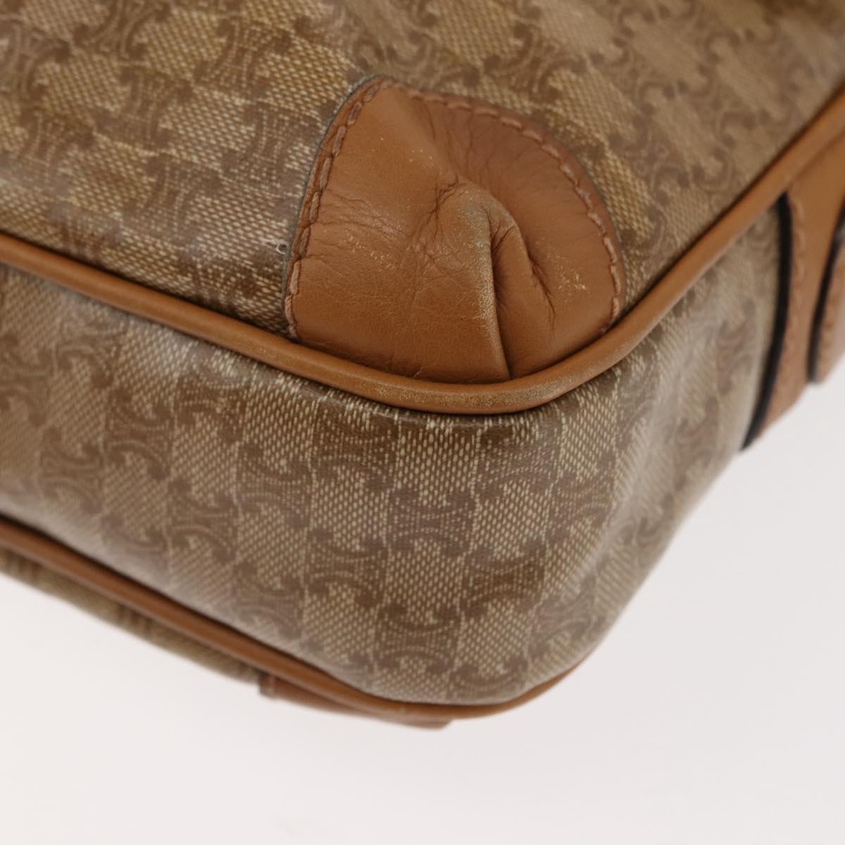 CELINE Macadam Canvas Shoulder Bag PVC Beige Gold Auth 147197