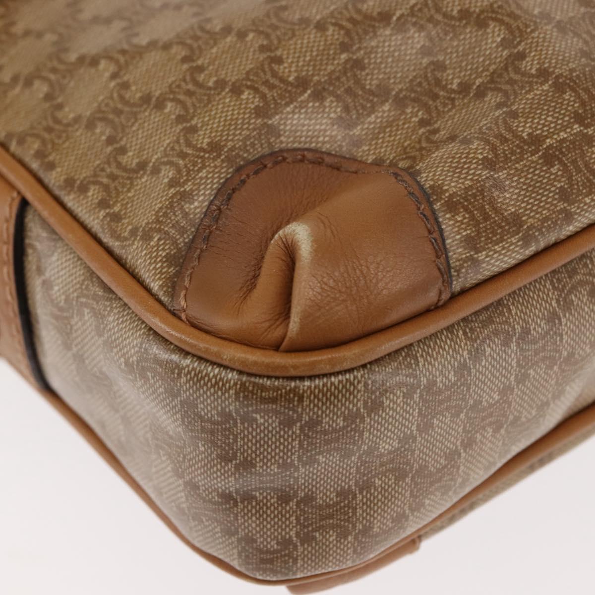 CELINE Macadam Canvas Shoulder Bag PVC Beige Gold Auth 147197