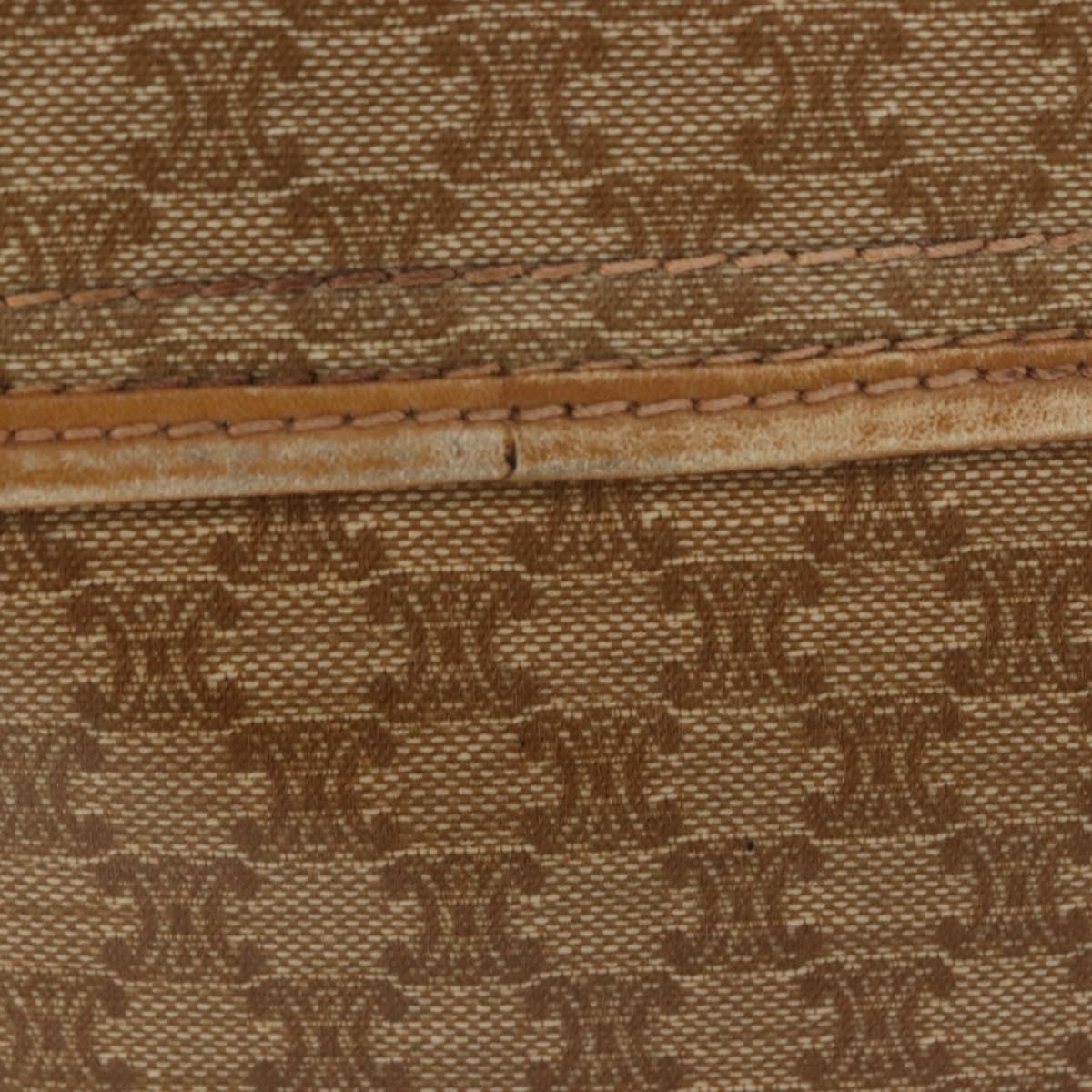 CELINE Macadam Canvas Shoulder Bag PVC Beige Gold Auth 147197