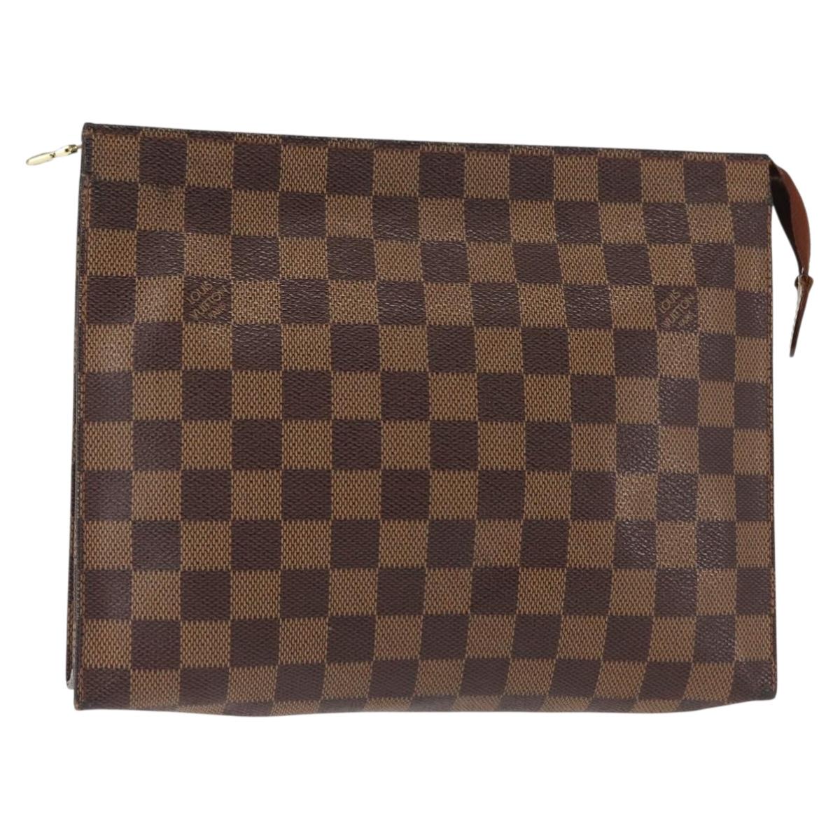 LOUIS VUITTON Damier Ebene Poche Toilette 26 Pouch N47543 LV Auth 147199