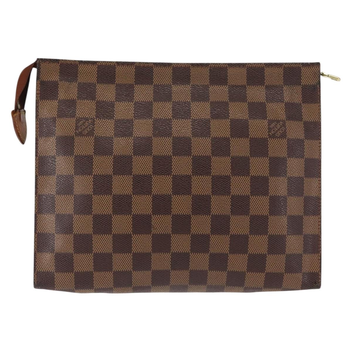 LOUIS VUITTON Damier Ebene Poche Toilette 26 Pouch N47543 LV Auth 147199