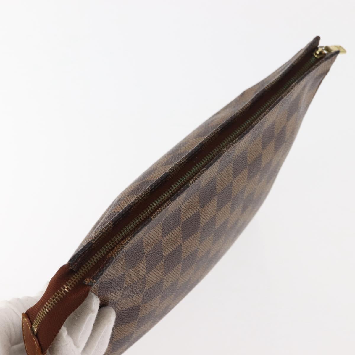 LOUIS VUITTON Damier Ebene Poche Toilette 26 Pouch N47543 LV Auth 147199