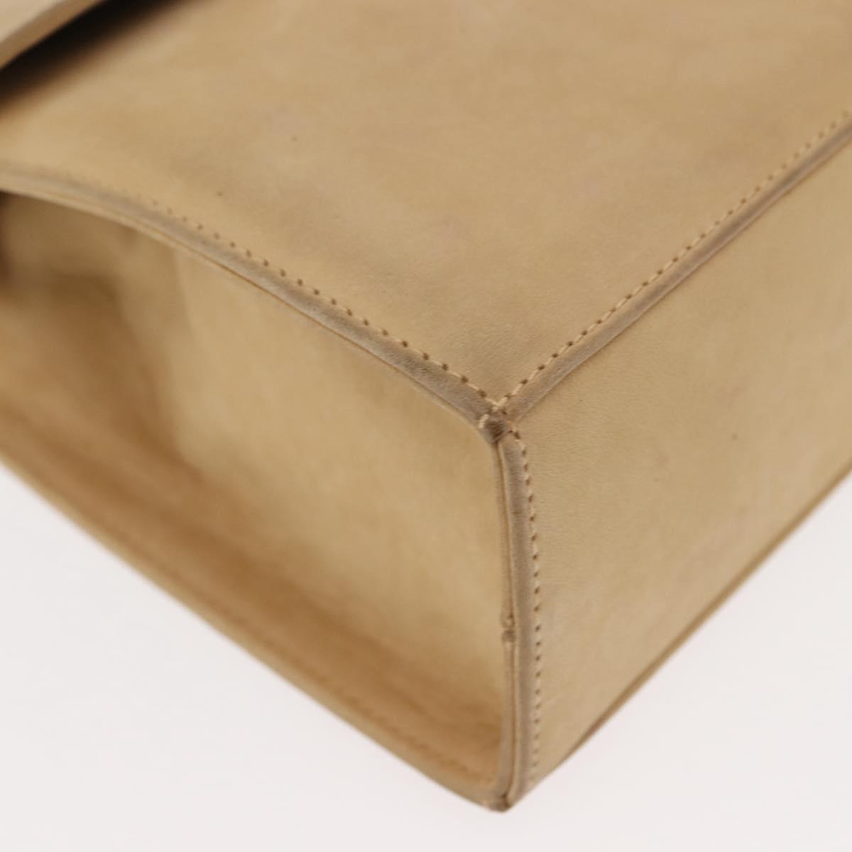 Salvatore Ferragamo Vala Hand Bag Suede 2way Beige Gold Auth 147228