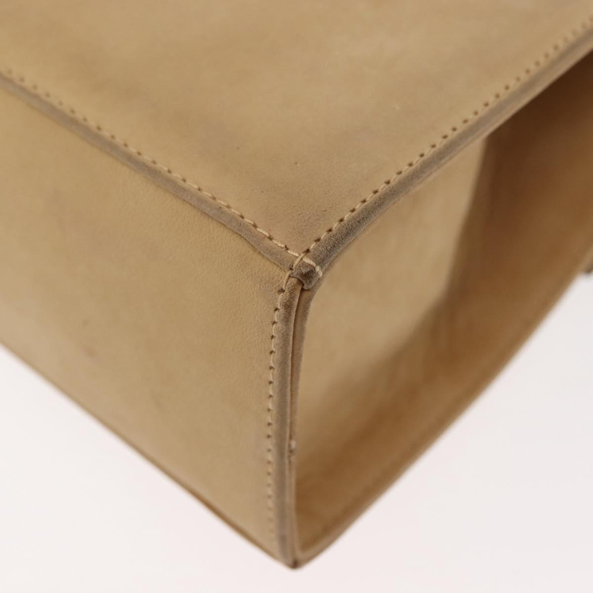 Salvatore Ferragamo Vala Hand Bag Suede 2way Beige Gold Auth 147228