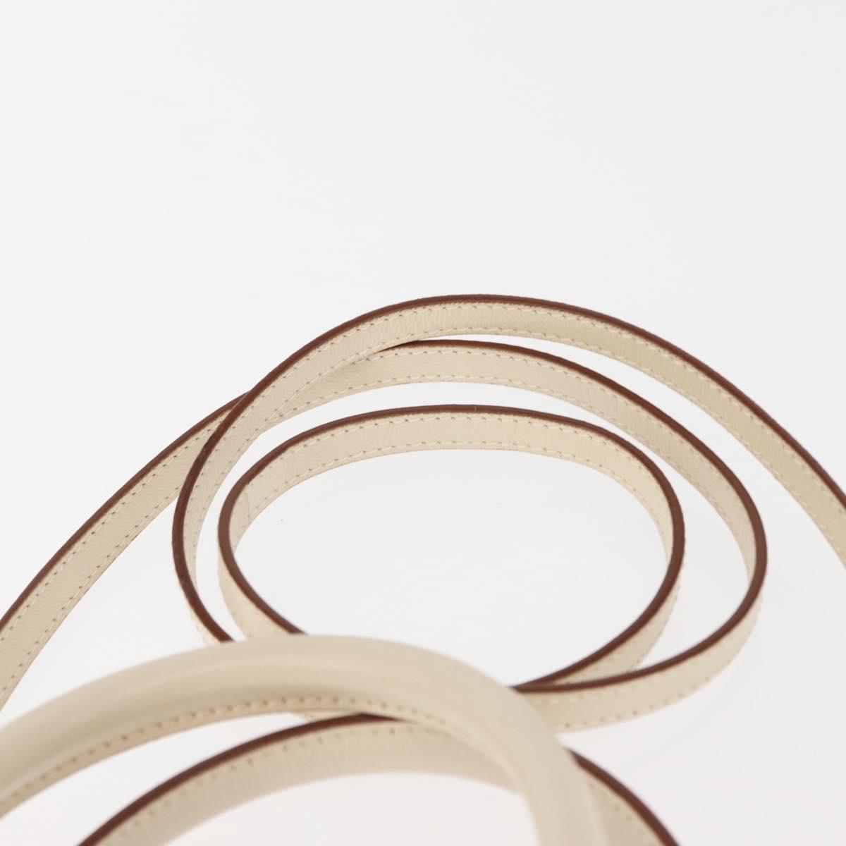 Salvatore Ferragamo Gancini Hand Bag Leather 2way White Gold Auth 147238