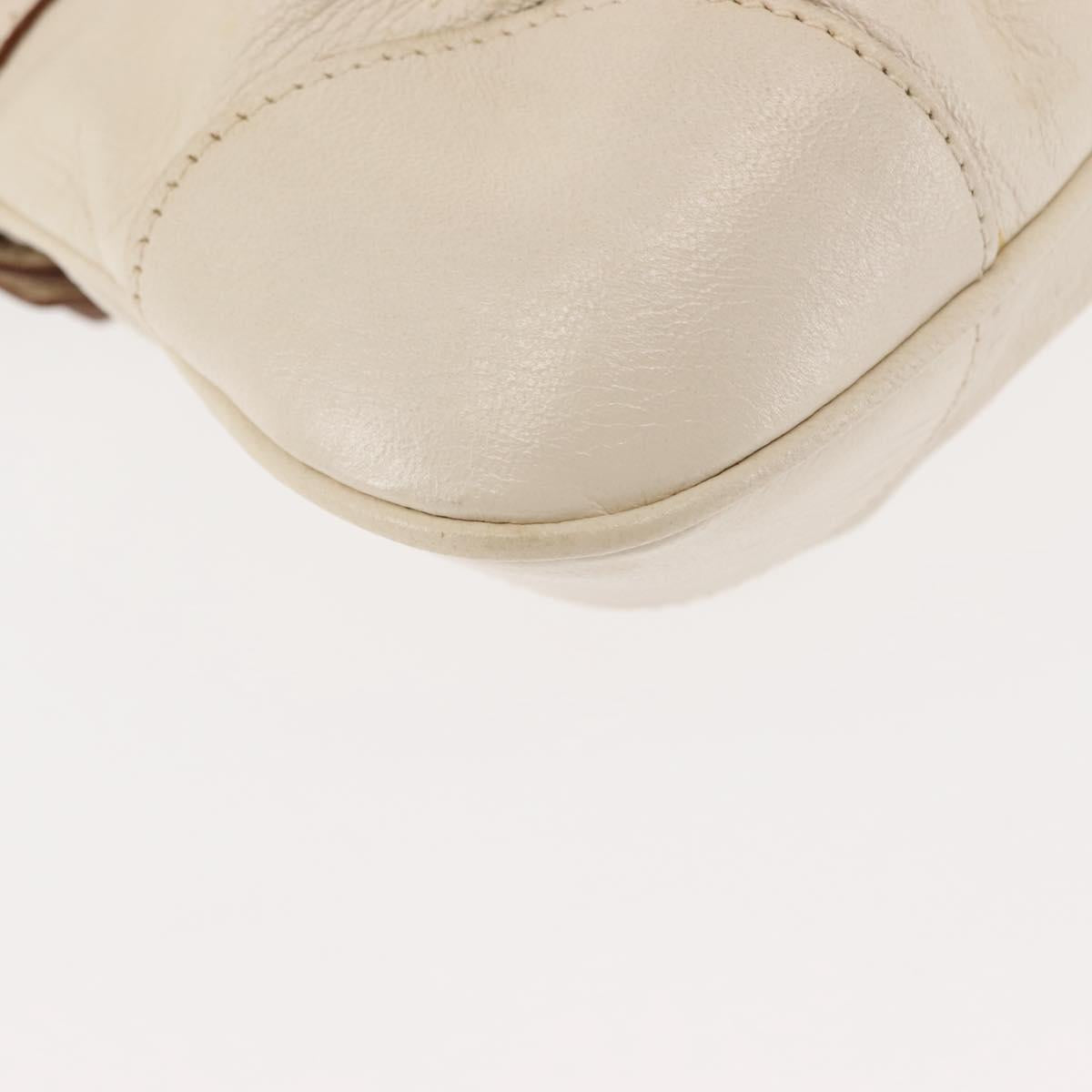 Salvatore Ferragamo Gancini Hand Bag Leather 2way White Gold Auth 147238