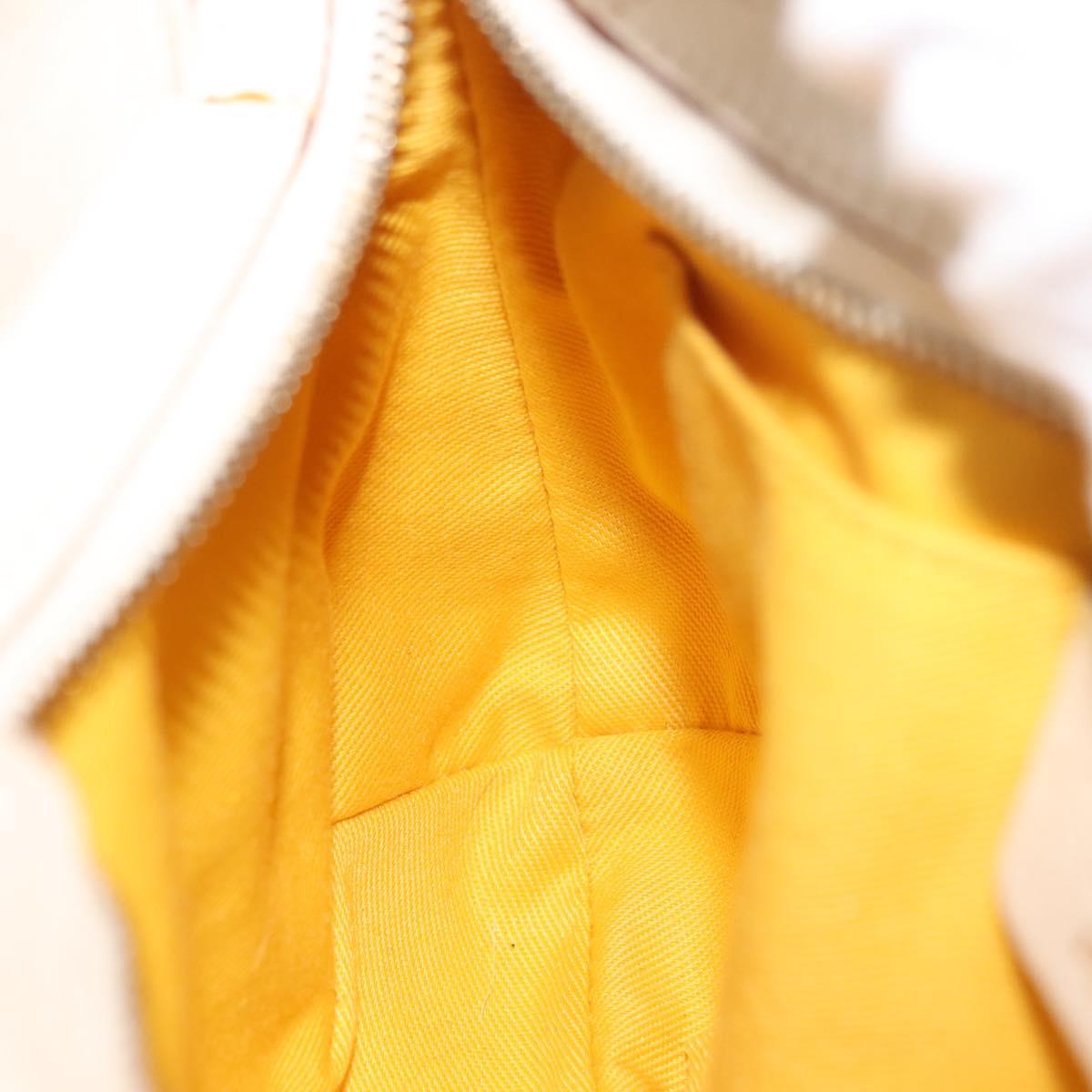 Salvatore Ferragamo Gancini Hand Bag Leather 2way White Gold Auth 147238