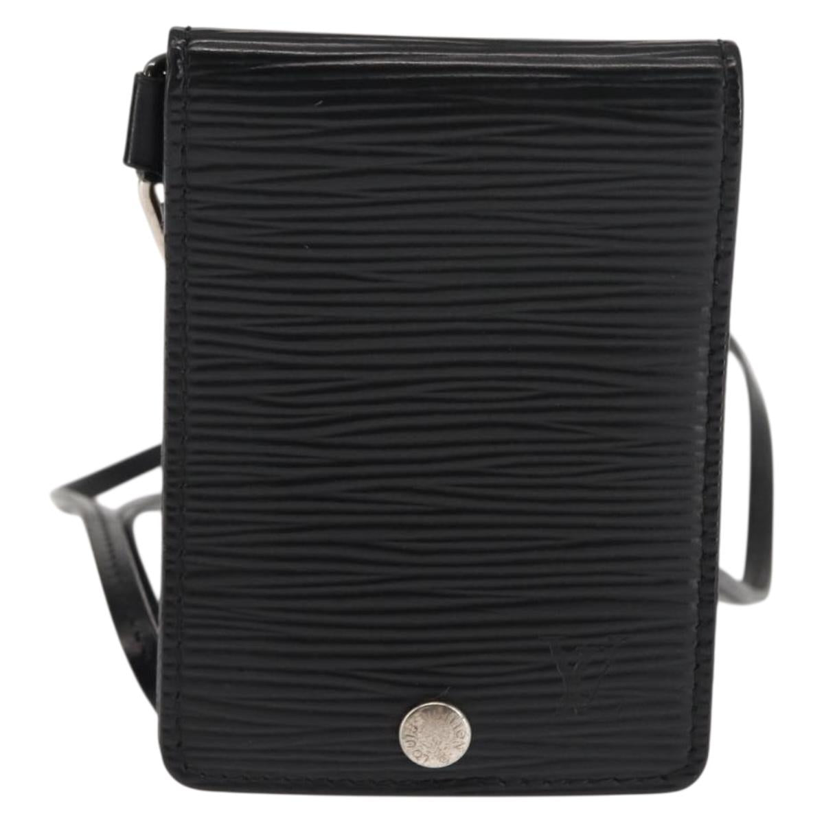 LOUIS VUITTON Epi Porte CartesID Bandouliere Card Case Black M60082 Auth 147251