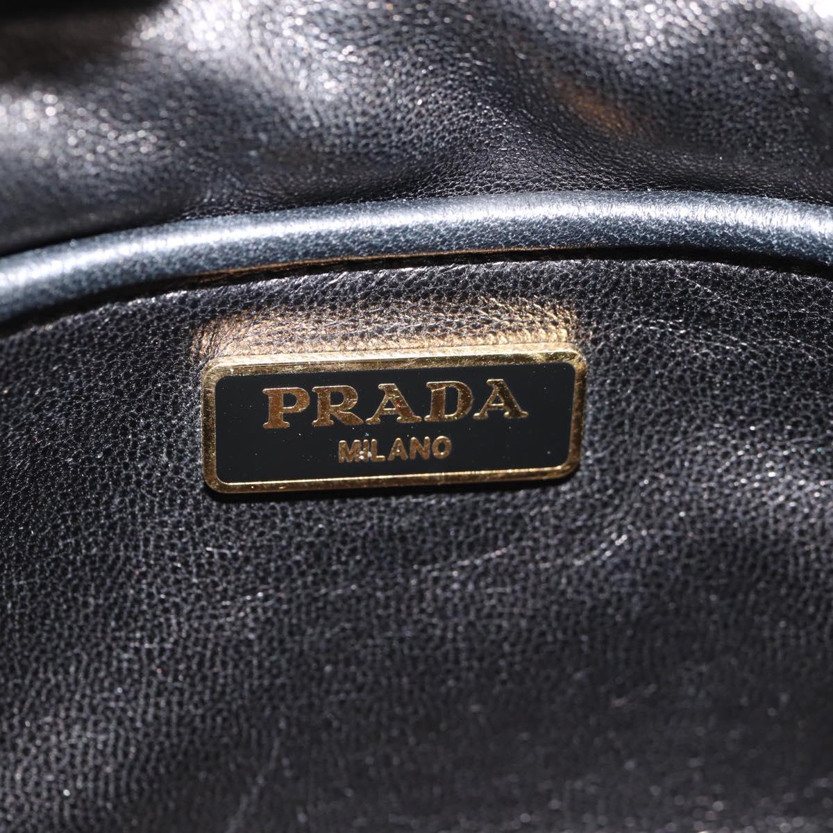 PRADA Ribbon Shoulder Bag Leather Black Red gold Auth 147259V