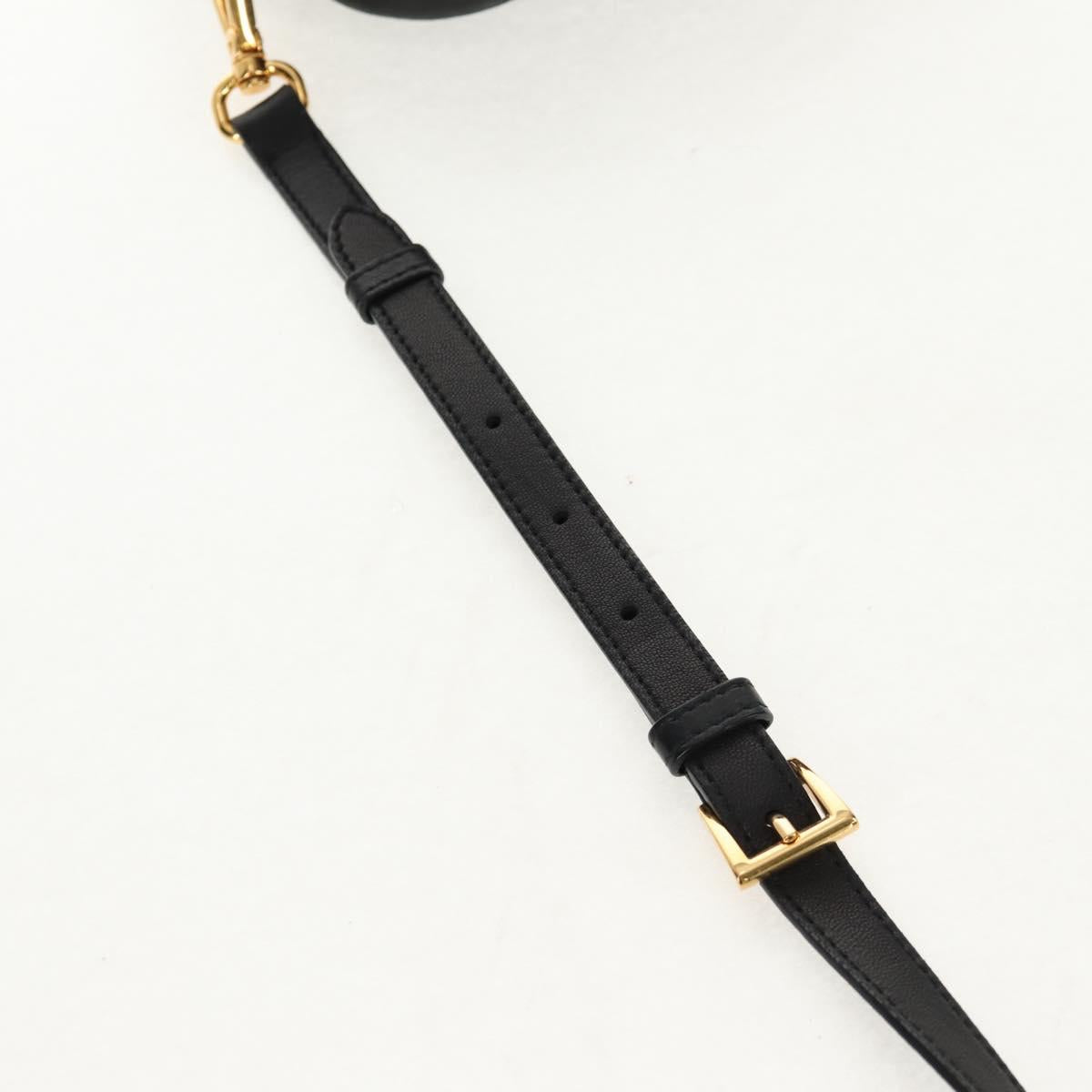 PRADA Ribbon Shoulder Bag Leather Black Red gold Auth 147259V