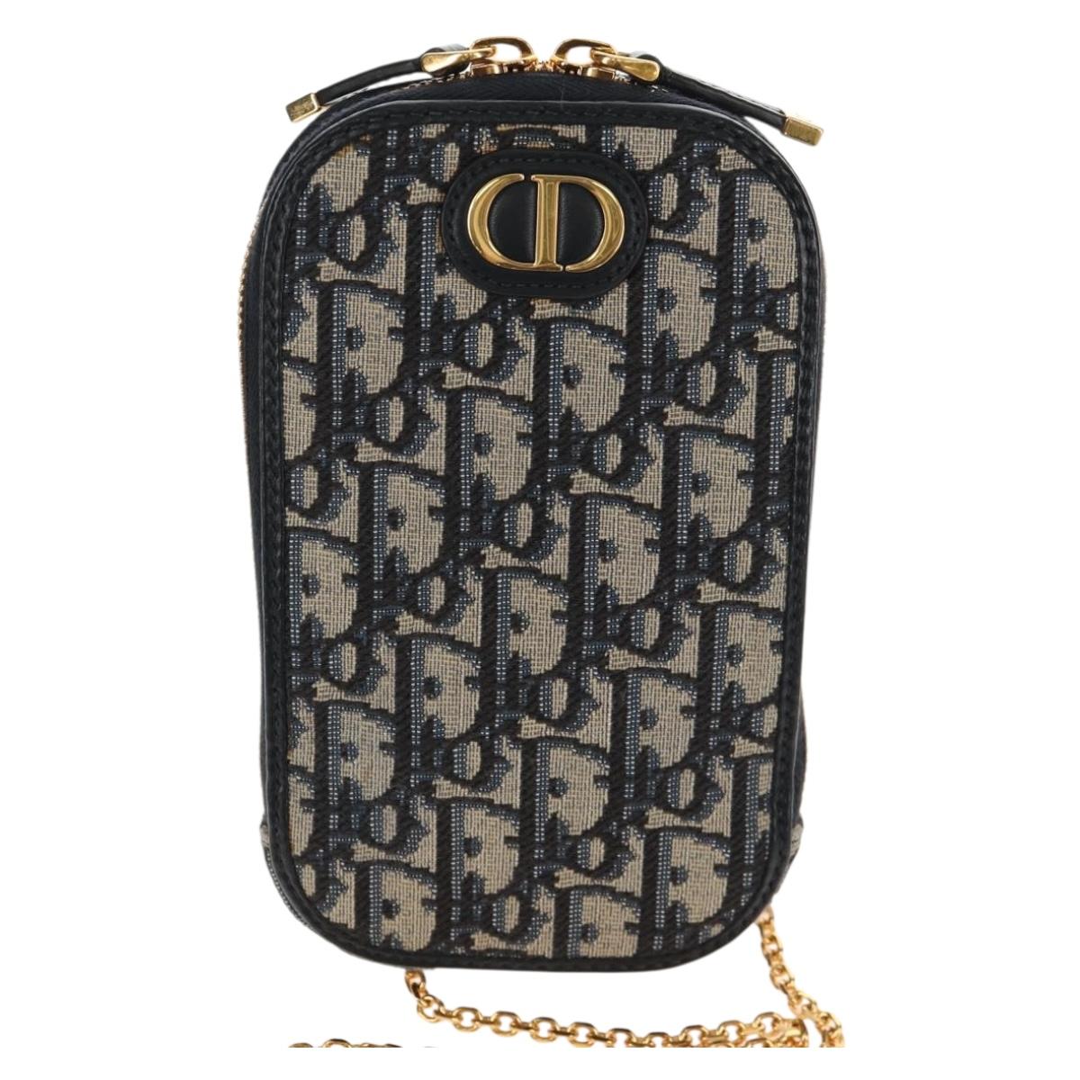 Christian Dior Trotter Canvas Dior 30 Montaigne Chain Pouch Navy Auth 147260A