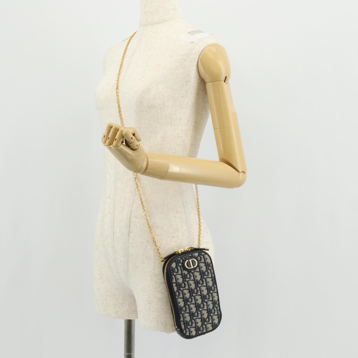 Christian Dior Trotter Canvas Dior 30 Montaigne Chain Pouch Navy Auth 147260A