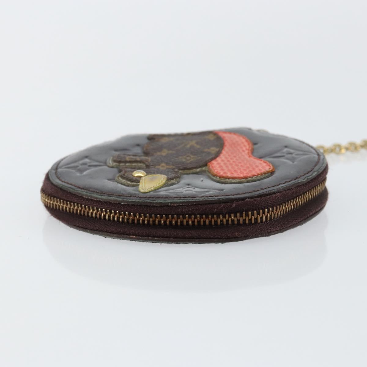 LOUIS VUITTON Vernis Porte Monnaie Ecruil Coin Purse Amarante M91386 Auth 147263