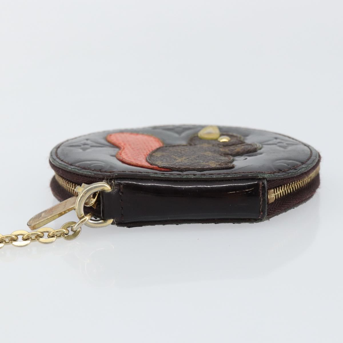 LOUIS VUITTON Vernis Porte Monnaie Ecruil Coin Purse Amarante M91386 Auth 147263