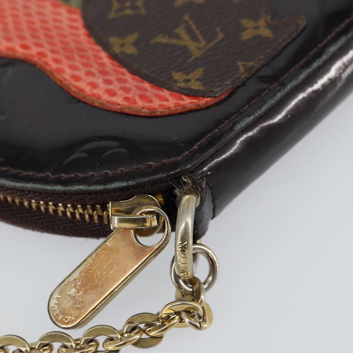 LOUIS VUITTON Vernis Porte Monnaie Ecruil Coin Purse Amarante M91386 Auth 147263