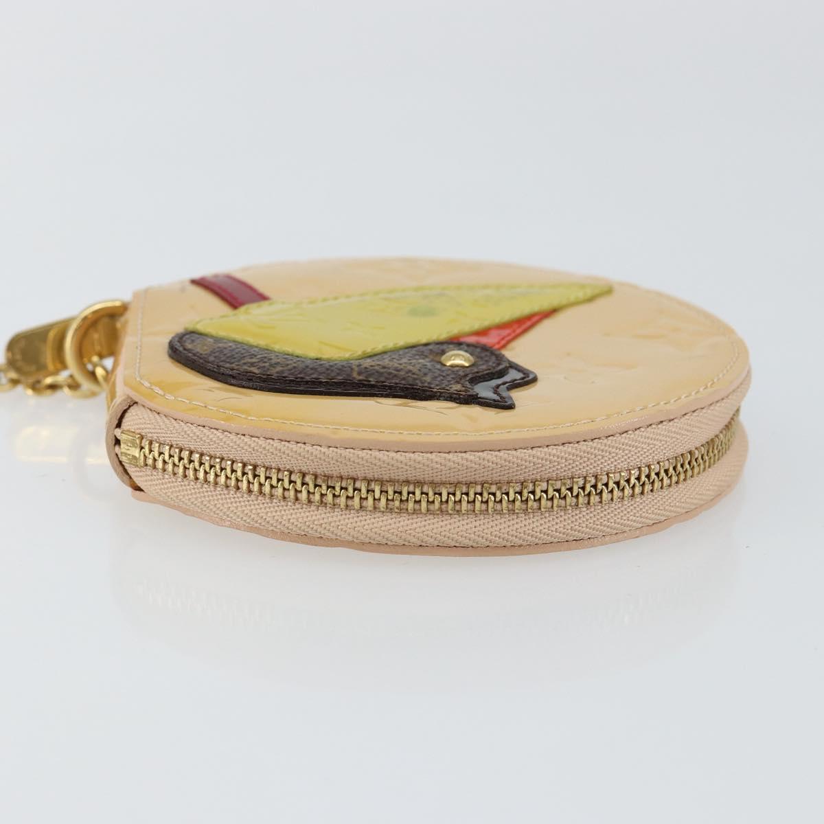 LOUIS VUITTON Vernis Porte Monnaie Oiseaux Rose flow Lantern M91388 Auth 147264