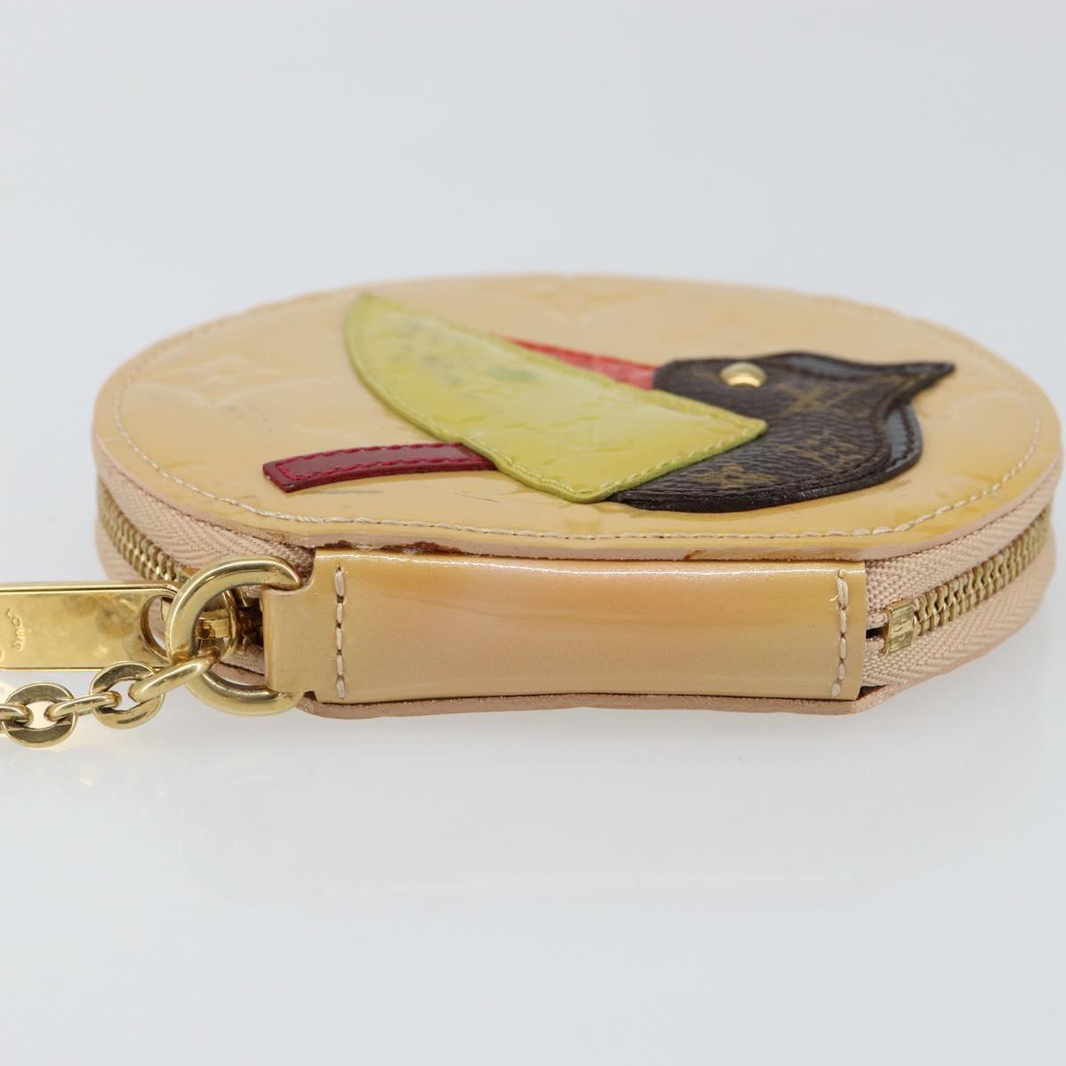 LOUIS VUITTON Vernis Porte Monnaie Oiseaux Rose flow Lantern M91388 Auth 147264