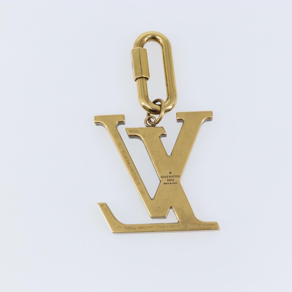 LOUIS VUITTON Crystal LV Flag Charm metal Gold Multicolor MP2484 LV Auth 147265